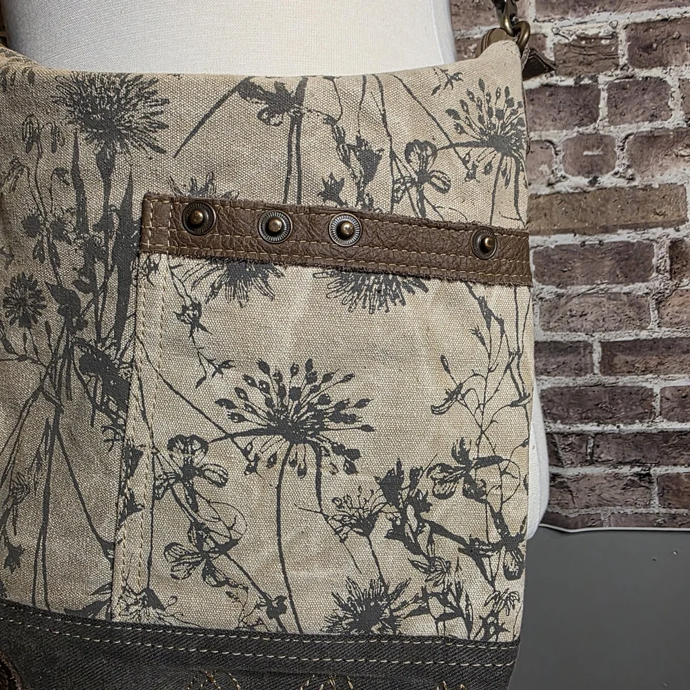Myra Bag Crossbody Gray Canvas Leather - Picture 4 of 11